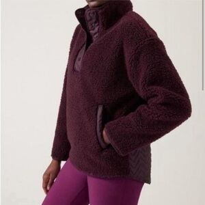 Athleta Burgundy sherpa fleece pullover Jacket